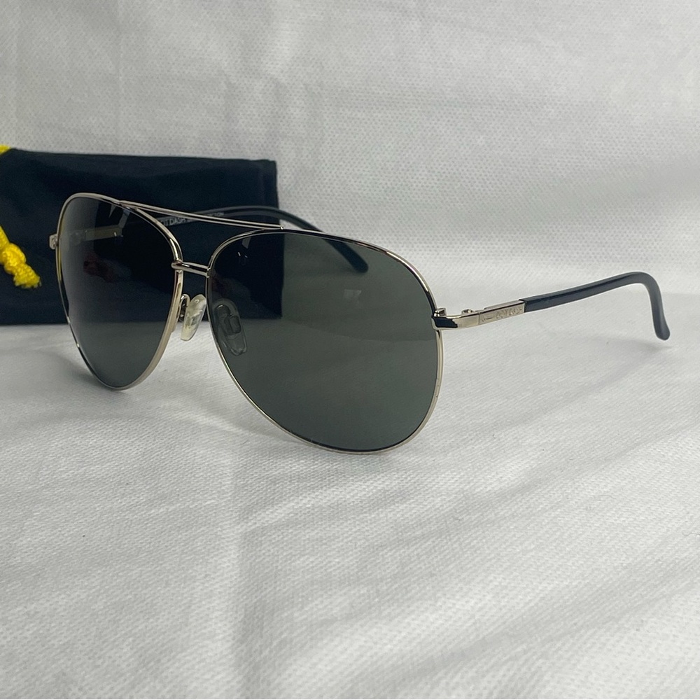 Dot Dash I Nookie Polarized Aviator Sunglasses Silver Metal Black Smoke Lenses